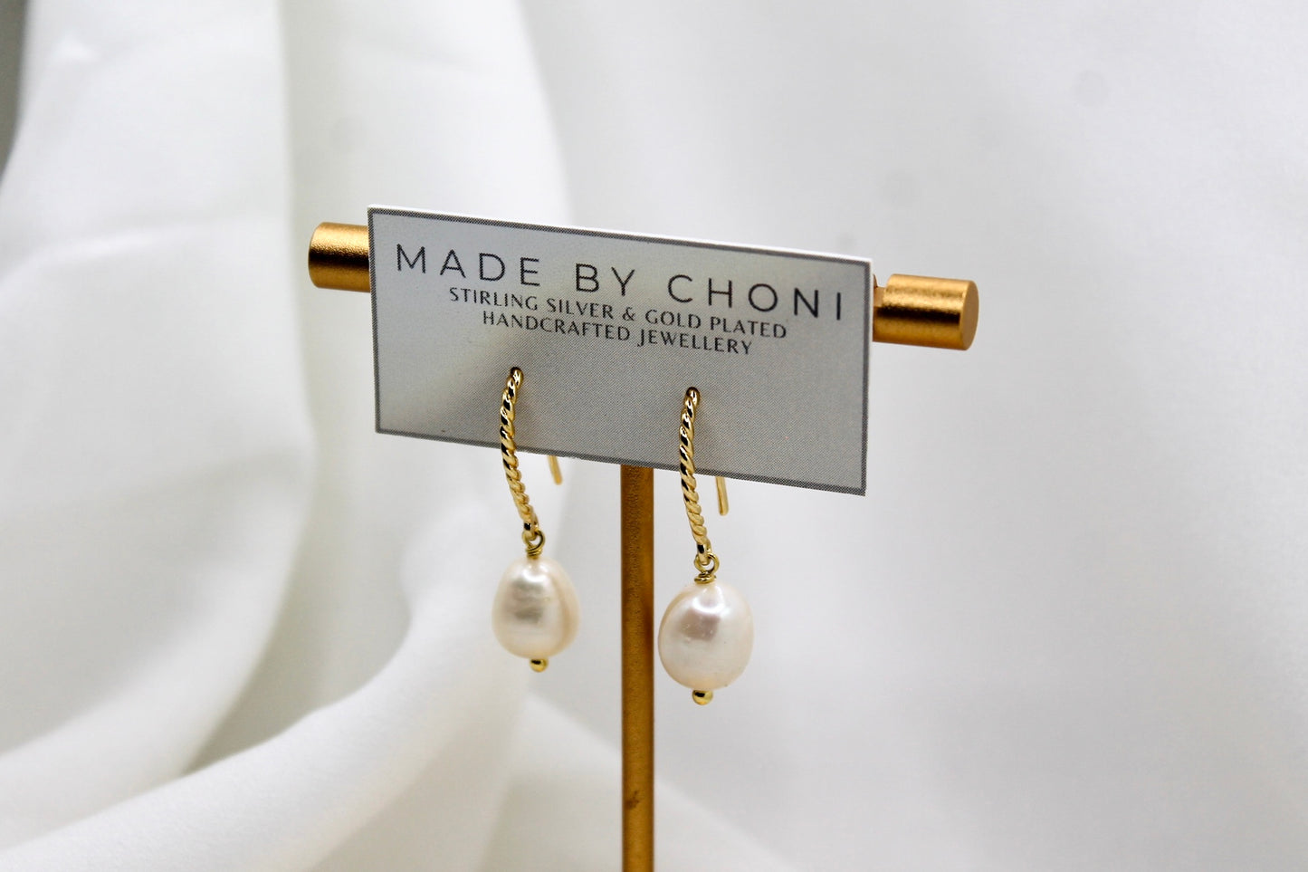 Alex Earrings - Gold Plated Pearl Earrings