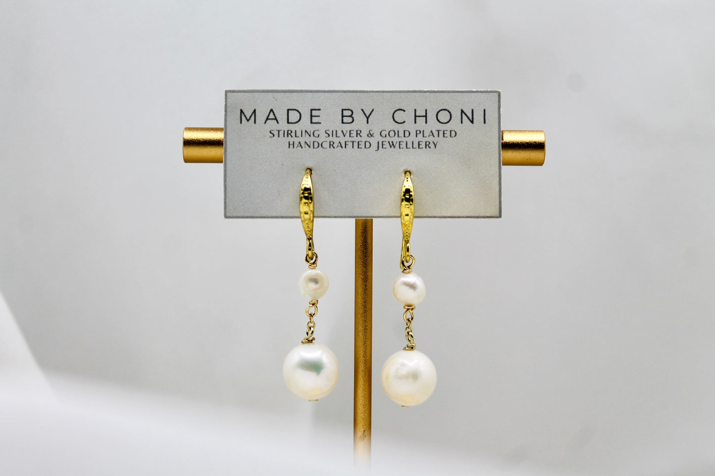 Sage Earrings - Gold Plated Pearl Earrings