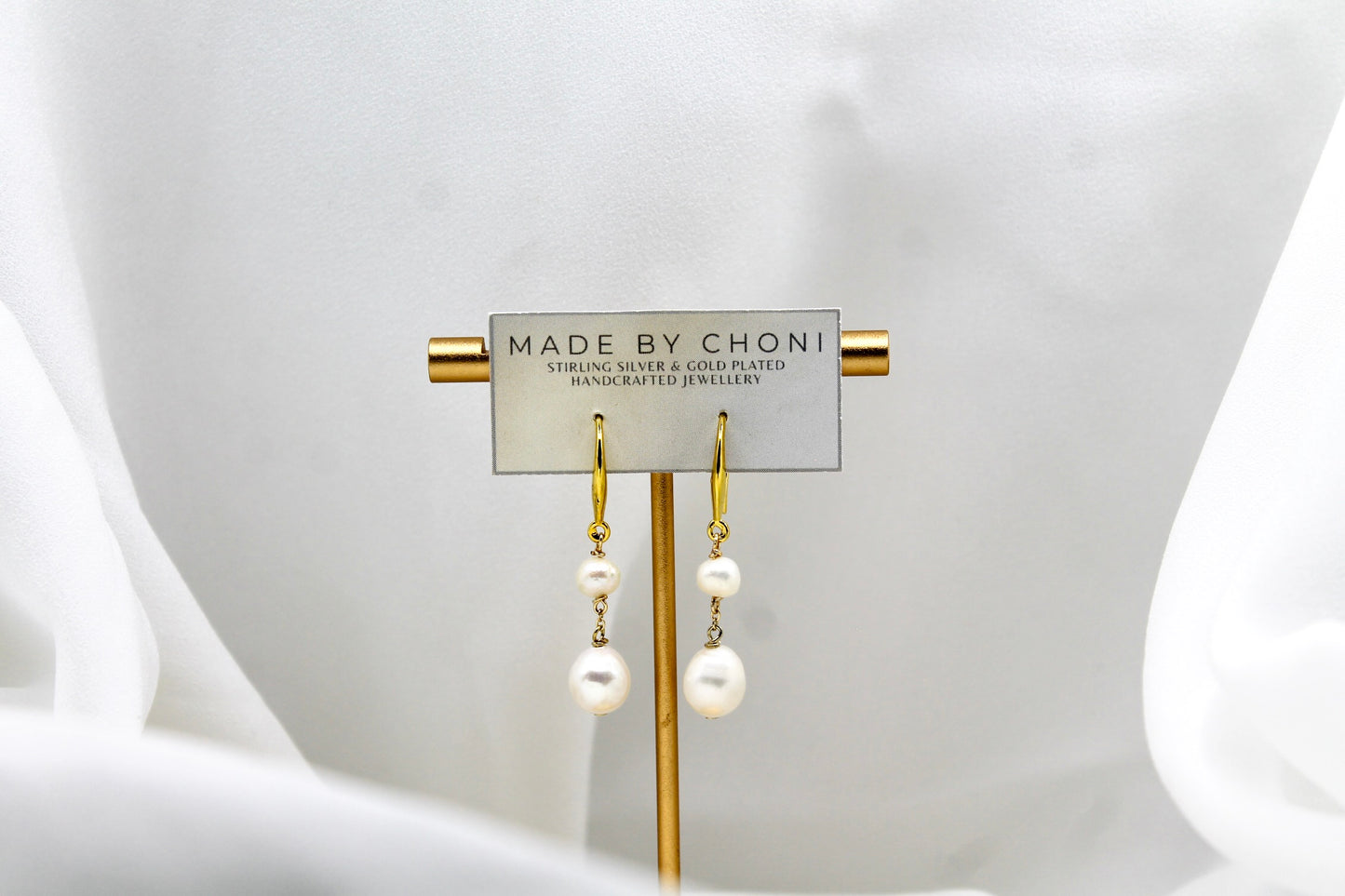 Donna Earrings - Gold Plated Pearl Earrings