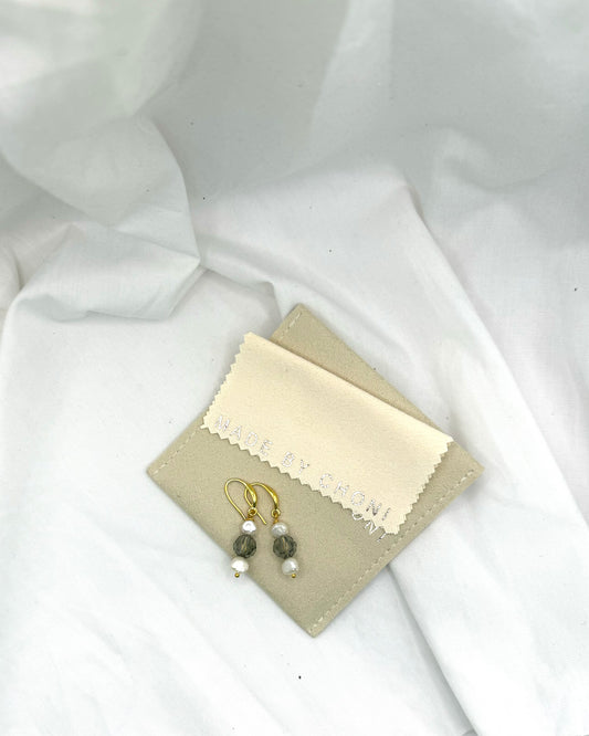 Chloe Earrings - Gold Plated Pearl & Swarovski Crystal Drops