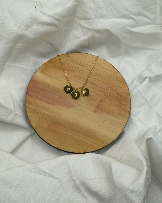Darling Initial Necklace - Gold Plated Necklace up to 3 disc
